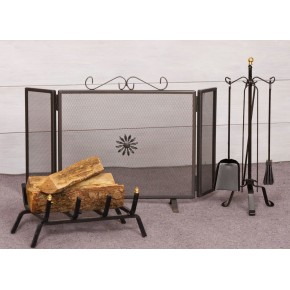 Set Parascintille Brucialegna 4 Attrezzi Accessori per Camino Caminetto Paletta
