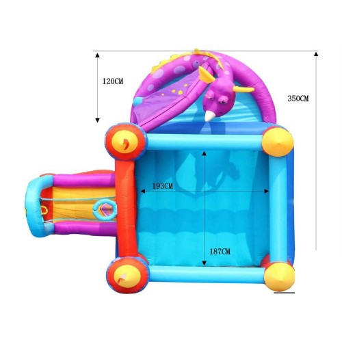 Castello Gonfiabile per Bambini con Scivolo Draghetto Salterello Vasca Palline