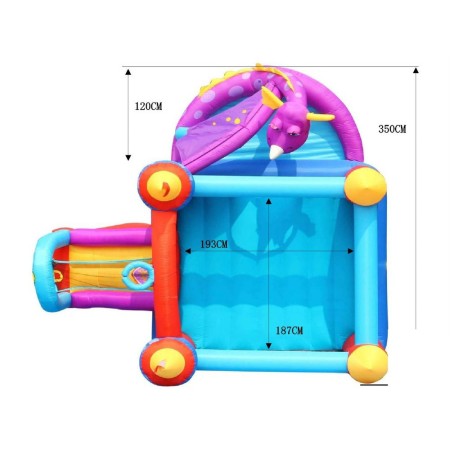 Castello Gonfiabile per Bambini con Scivolo Draghetto Salterello Vasca Palline