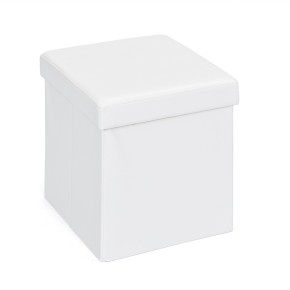 Pouff Bianco Contenitore Puff Ecopelle Quadrato Portaoggetti Divano Pieghevole