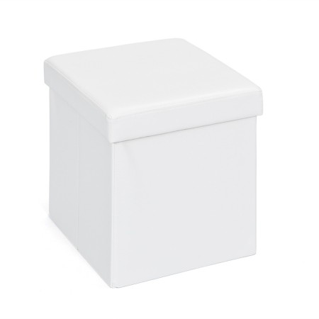 Pouff Bianco Contenitore Puff Ecopelle Quadrato Portaoggetti Divano Pieghevole