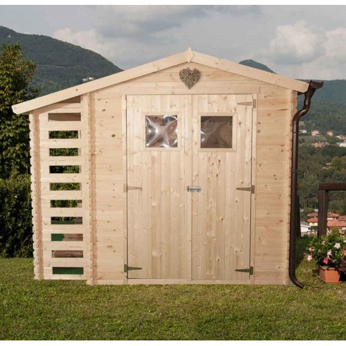 Casetta in Legno 2.5x2 Legnaia 19mm Giardino Esterno Attrezzi Blockhouse Rimessa