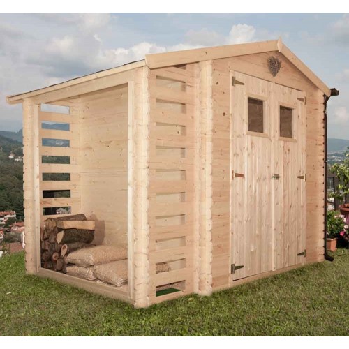 Casetta in Legno 2.5x2 Legnaia 19mm Giardino Esterno Attrezzi Blockhouse Rimessa