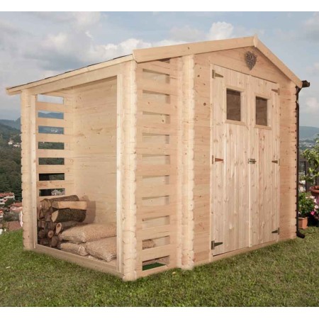 Casetta in Legno 2.5x2 Legnaia 19mm Giardino Esterno Attrezzi Blockhouse Rimessa