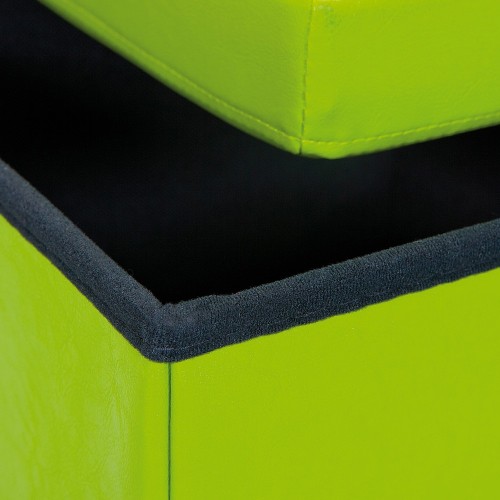 Pouff Verde Contenitore Puff Ecopelle Quadrato Portaoggetti Divano Pieghevole