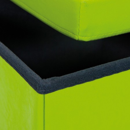 Pouff Verde Contenitore Puff Ecopelle Quadrato Portaoggetti Divano Pieghevole