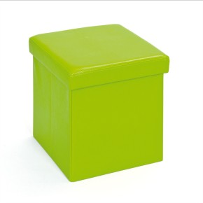 Pouff Verde Contenitore Puff Ecopelle Quadrato Portaoggetti Divano Pieghevole