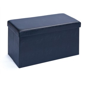 Pouf Nero Contenitore Grande Pouff Puf Ecopelle Rettangolare Poggiapiedi Divano