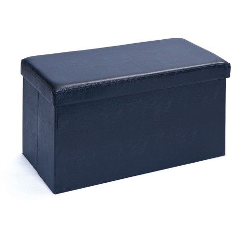 Pouf Nero Contenitore Grande Pouff Puf Ecopelle Rettangolare Poggiapiedi Divano