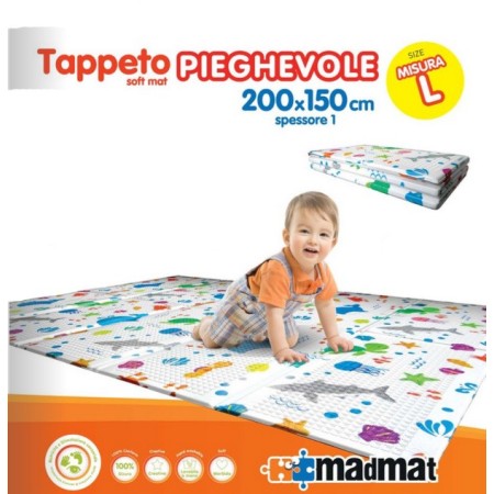 Tappeto per Bambini 200x150 Pieghevole Antiscivolo Soft Oceano Gioco Cameretta