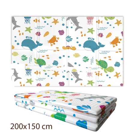 Tappeto per Bambini 200x150 Pieghevole Antiscivolo Soft Oceano Gioco Cameretta