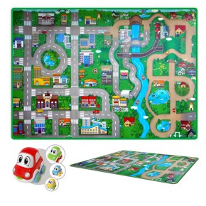 Tappeto per Bambini 173x120 Arrotolabile Macchina Antiscivolo Gioco Cameretta