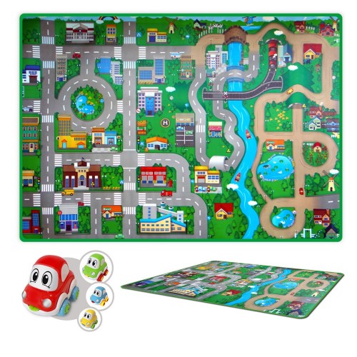 Tappeto per Bambini 173x120 Arrotolabile Macchina Antiscivolo Gioco Cameretta