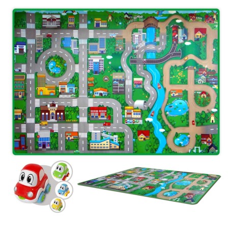 Tappeto per Bambini 173x120 Arrotolabile Macchina Antiscivolo Gioco Cameretta