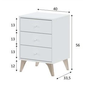 Comodino 40 Bianco 3 Cassetti Cassettiera Camera Letto Studio Moderno Cameretta 2