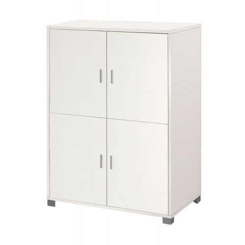 Mobile Credenza 4 Ante Bianco Venato Buffet Ripiani Ufficio Dispensa Soggiorno