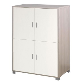 Mobile Credenza 4 Ante Bianco Venato Olmo Ripiani da Ufficio Dispensa Soggiorno