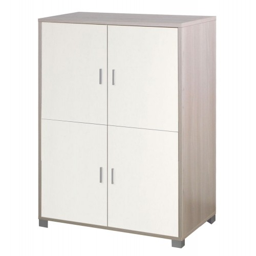 Mobile Credenza 4 Ante Bianco Venato Olmo Ripiani da Ufficio Dispensa Soggiorno