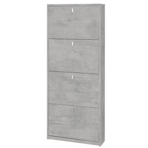 Mobile Scarpiera 4 Ante a Ribalta Grigio Cemento Slim in Kit Legno Salvaspazio