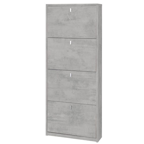 Mobile Scarpiera 4 Ante a Ribalta Grigio Cemento Slim in Kit Legno Salvaspazio