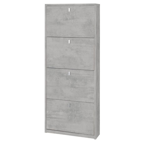 Mobile Scarpiera 4 Ante a Ribalta Grigio Cemento Slim in Kit Legno Salvaspazio