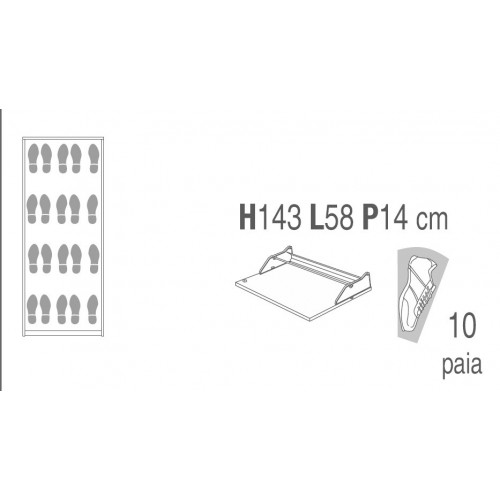 Mobile Scarpiera 4 Ante a Ribalta Olmo Slim Kit Legno Salvaspazio Porta Scarpe