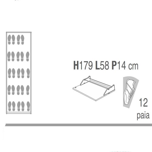 Scarpiera Slim 5 Ante con Specchio Ribalta Bianco Legno Porta Scarpe Salvaspazio