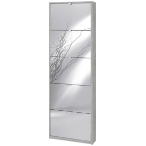 Scarpiera Slim 5 Ante con Specchio Ribalta Grigio Legno Porta Scarpe Salvaspazio