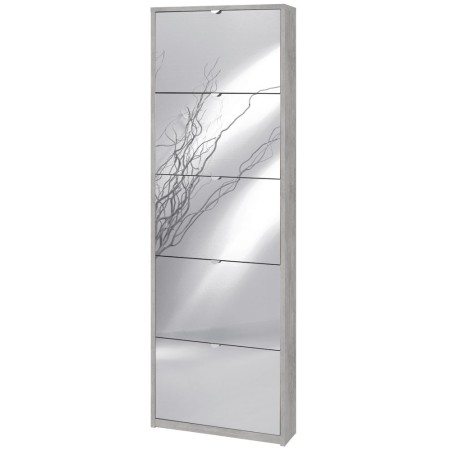 Scarpiera Slim 5 Ante con Specchio Ribalta Grigio Legno Porta Scarpe Salvaspazio