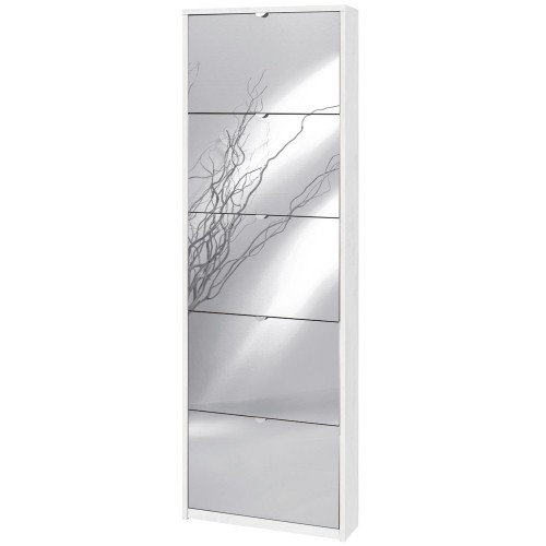 Scarpiera Slim Ossido Bianco 5 Ante con Specchio Ribalta Portascarpe Salvaspazio