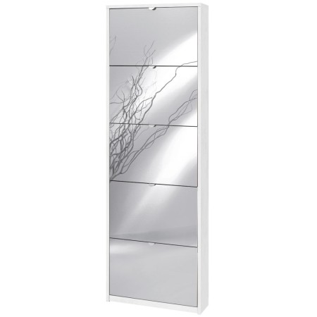 Scarpiera Slim Ossido Bianco 5 Ante con Specchio Ribalta Portascarpe Salvaspazio