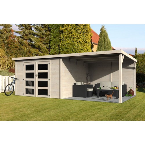 Casa Tettoia Block House 580x300 Legno 28 mm Giardino Parcheggio Auto Moto Bici