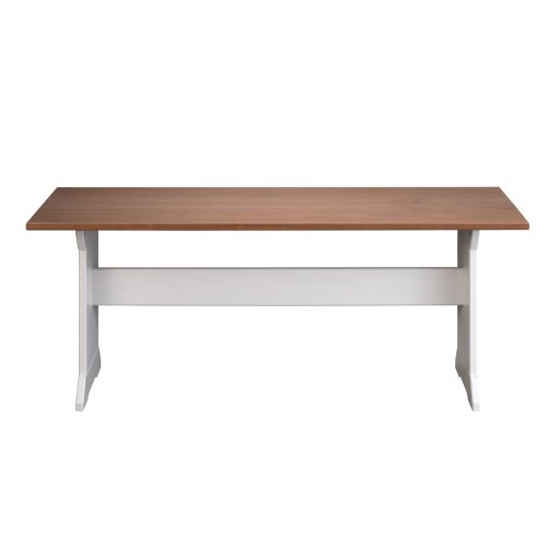 Panca Rettangolare Bianco Marrone in Legno per Tavolo da Cucina Salotto Moderna