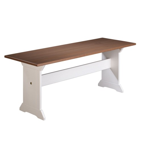 Panca Rettangolare Bianco Marrone in Legno per Tavolo da Cucina Salotto Moderna