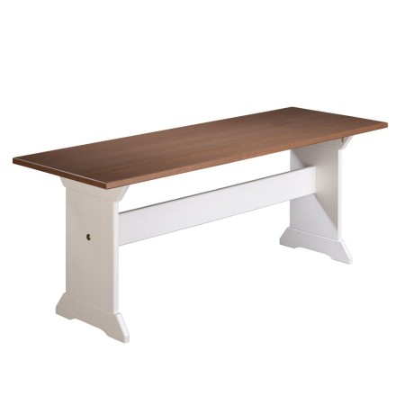 Panca Rettangolare Bianco Marrone in Legno per Tavolo da Cucina Salotto Moderna