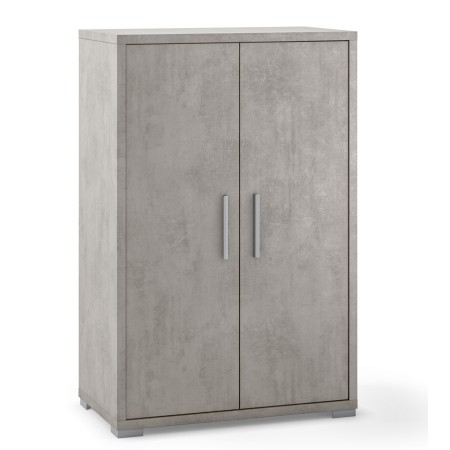Armadio 2 Ante alto 110 Grigio Cemento Multiuso Ripiani Ufficio Mobile Camera