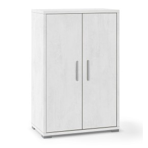 Armadio 2 Ante Alto 110 Ossido Bianco Credenza Ripiani da Ufficio Mobile Camera