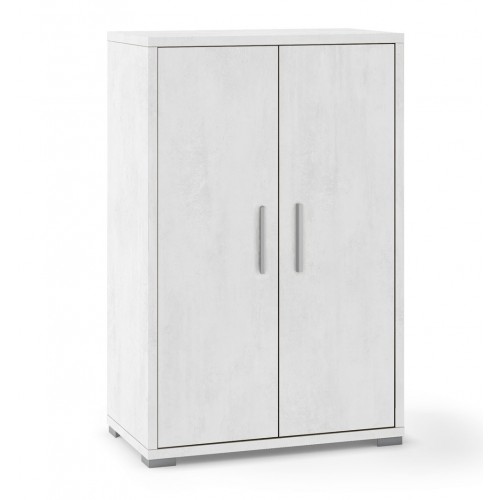 Armadio 2 Ante Alto 110 Ossido Bianco Credenza Ripiani da Ufficio Mobile Camera