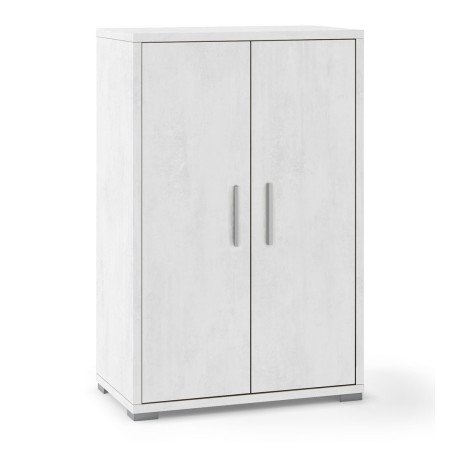 Armadio 2 Ante Alto 110 Ossido Bianco Credenza Ripiani da Ufficio Mobile Camera