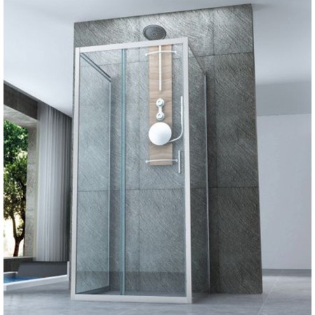 Box Doccia tre 3 Lati 6 mm 2 Ante fisse 1 Porta Scorrevole Cristallo Trasparente