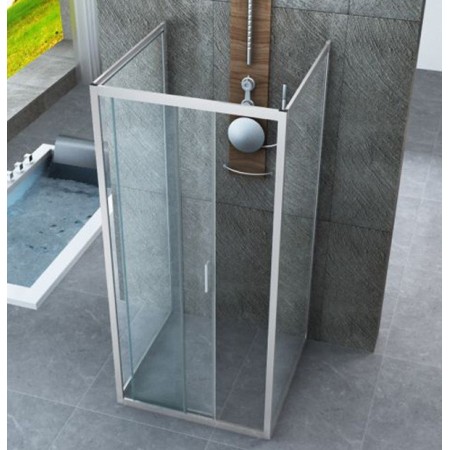 Box Doccia tre 3 Lati 6 mm 2 Ante fisse 1 Porta Scorrevole Cristallo Trasparente