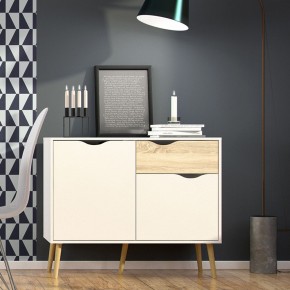 Credenza Moderna Mobile Bianco 2 Ante Rovere Madia Dispensa Soggiorno Salotto