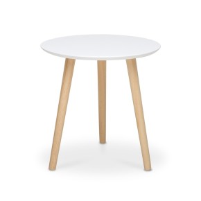 Outlet Tavolino da Caffe Bianco 40 cm Rotondo Divano Tavolinetto Salotto 
