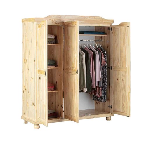 Armadio a 3 Ante in Legno Appendiabiti Mobile Camera da Letto Cabina Guardaroba