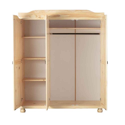 Armadio a 3 Ante in Legno Appendiabiti Mobile Camera da Letto Cabina Guardaroba
