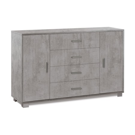 Mobile Credenza 2 Ante 4 Cassetti Grigio Cemento Beton Madia Contenitore Salotto