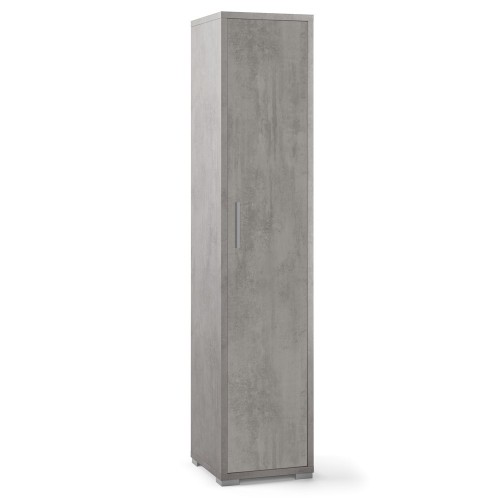 Armadio 1 Anta 200 Grigio Beton da Ufficio Mobile con Ripiani a Colonna da Bagno