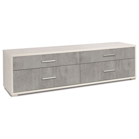 Mobile Moderno Porta TV 180 4 Cassetti Ossido Bianco Cemento da Soggiorno Basso