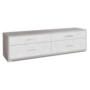 Mobile Moderno Porta TV 180 4 Cassetti Cemento Ossido Bianco da Soggiorno Basso