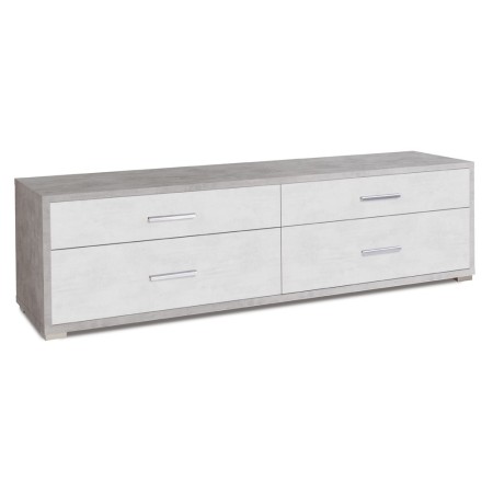 Mobile Moderno Porta TV 180 4 Cassetti Cemento Ossido Bianco da Soggiorno Basso